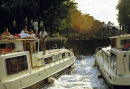 Boats in locks on the Canal du Midi, France.